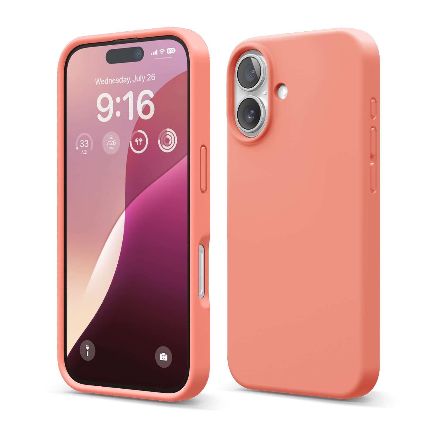 elago Compatible with iPhone 16 Case, Premium Liquid Silicone Case, Full Body Protective Cover, Shockproof, Slim Phone Case, Anti-Scratch Soft Microfiber Lining, 6.1 inch (Pomelo Pink)