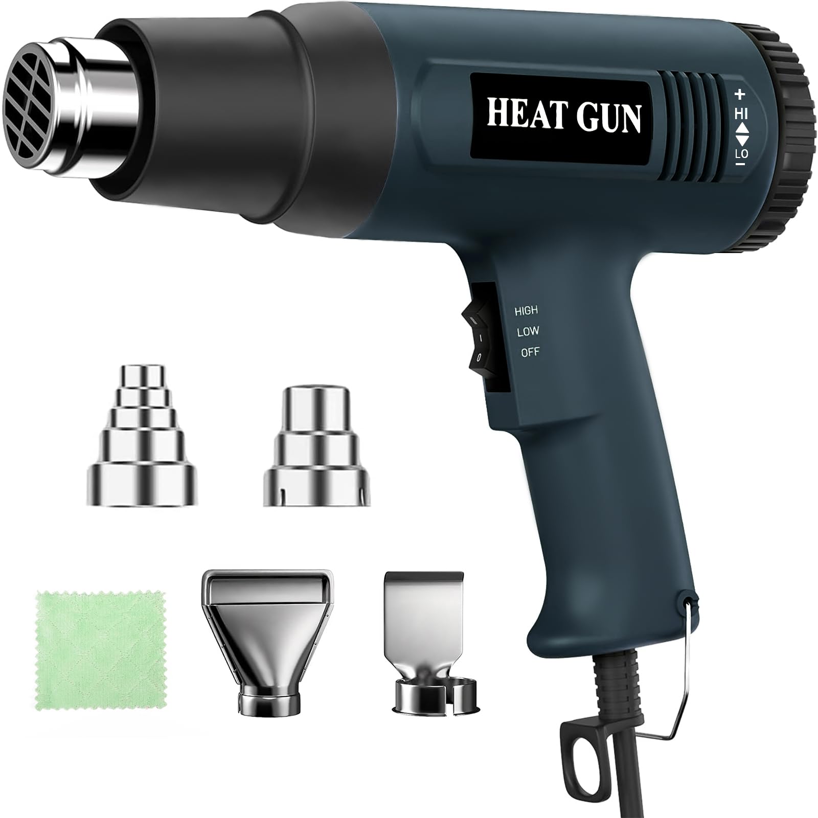 2000W Heat Gun, Professional Hot Air Gun 50℃- 600℃ Variable Temperature Control, 3 Temperature Modes,Double Heating Wire Fast Heating with 4 Nozzles for Shrink Tubing, Wrap, Crafts, Soldering