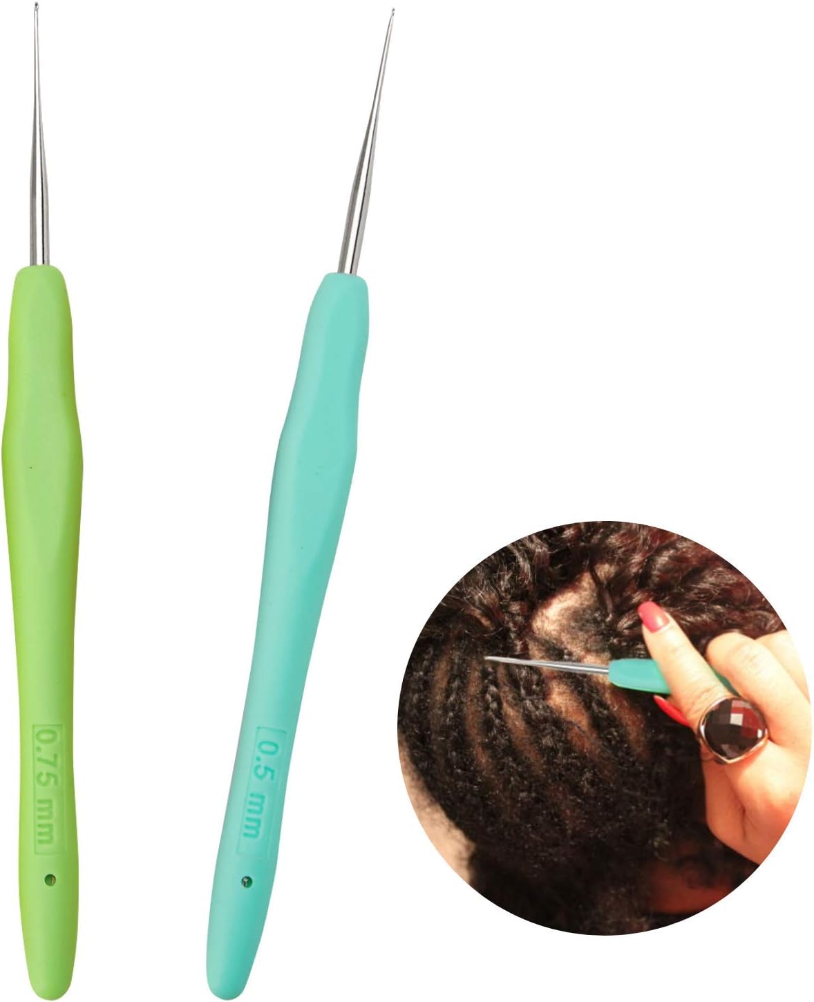 12 Sizes Afghan Tunisian Crochet Hooks Set, 3.5mm-12.0mm Weave Needles with Multi-Color Pipe - Perfect for Large Projects (2PCS Dreadlocks Crochet Hooks)