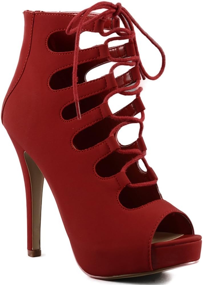 Delicious Patron Women's Platform Lace Up Heels