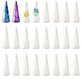 Lyellfe 24 Pieces Foam Tree Cones, Foam Cone for Crafts, 2.8 x 7 Inch White Polystyrene Christmas Tree Model Craft Supplies f