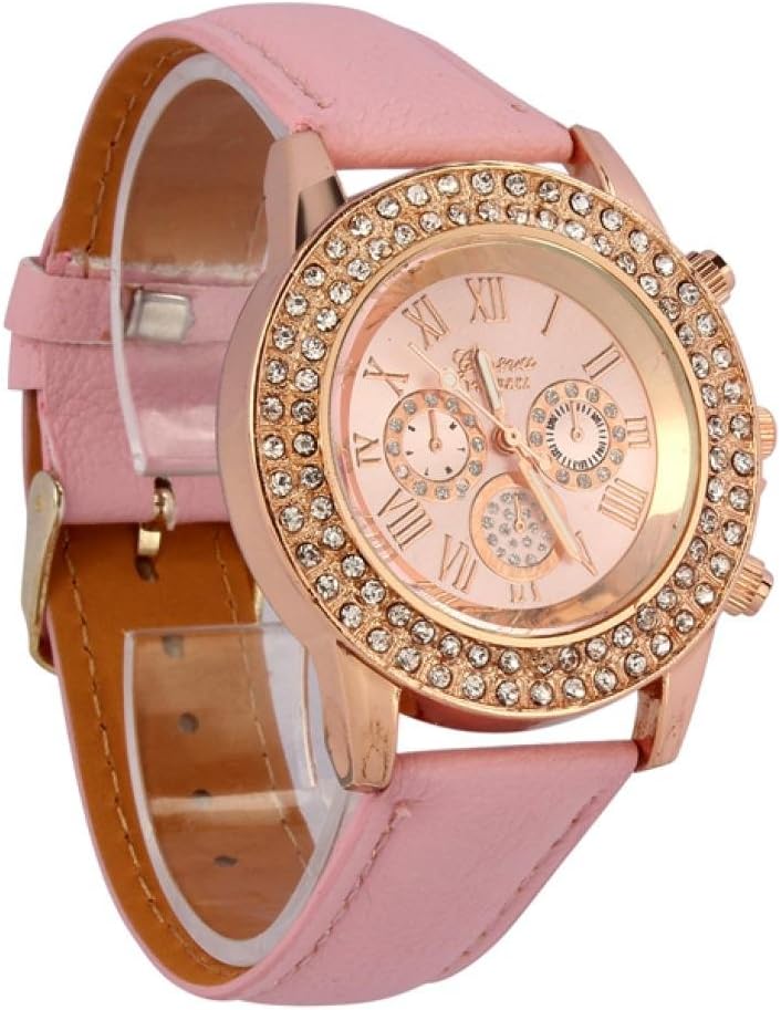 Omita Women Ladies Crystal Dial Quartz Analog Leather Bracelet Wrist Watch