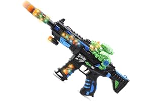 DaoDaoZhu Light Up Toy Gun with Sound Effects for Kids, Unique Barrel Telescopic Action & Liftable Dinosaur Baby Toy Guns Make Noise, Christmas Birthday Gifts for Boys Girls(Batteries Not Included)