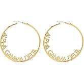 Sorority Shop Alpha Gamma Delta- Hoop 18K Gold Plated Dainty Earrings for Women - Alpha Gamma Delta Jewelry with Ideal 2" Diameter Hoops - Alpha Gamma Delta Gifts