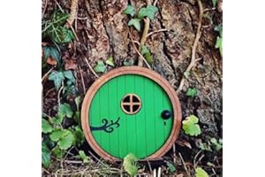 MYUIAO 1Pc Fairy Garden Door for Tree, Fairys Doors for Trees Outdoor and Tree Trunk, Mini Fairy Garden Sculpture Lawn Ornament Decor, Fairys Tales Door Decoration，Gardens Miniatures (Green)