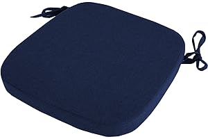 Eiury Kitchen Chair Cushions with Ties - High Density Sponge Seat Cushion and Dining Room Chair Pad 17 X 16.5 Inches Non Slip Rubber Back Seat Cover Machine Washable - Blue