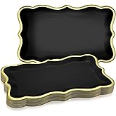 Havawish 24 Pcs 9" x 13" Black Disposable Paper Serving Trays and Platters Food Platters for Parties White Trays Cupcake Platter Bandejas Decorativas para Fiestas for Birthday Party Weddings