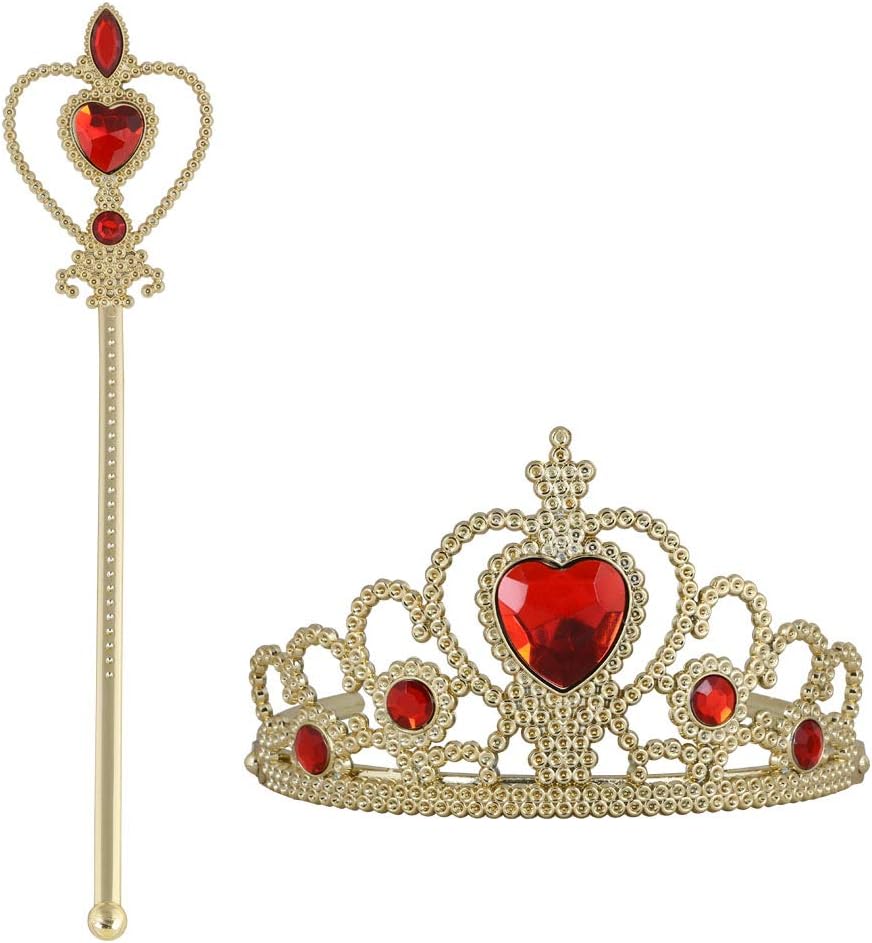 Vicloon Princess Dress Up 2Pcs Elsa Crown Wand Gift Set Pink Yellow