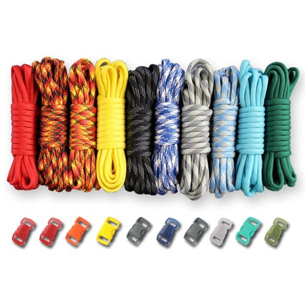PARACORD PLANET 550 lb Type III Crafting Kits with Buckles, 100', Elements