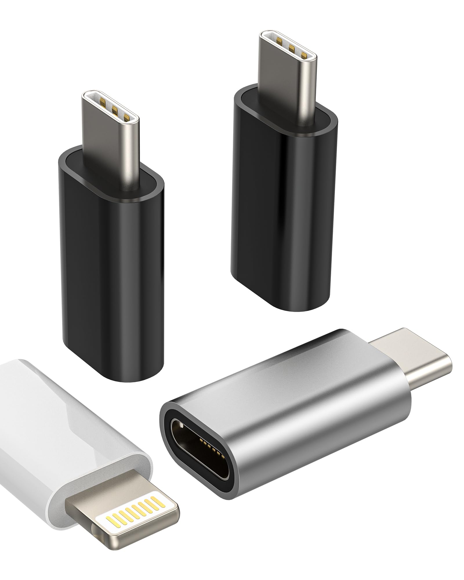 3Pack,Lightning Female to USB C Male Adapter,Compatible with Apple iPhone 15 Pro Max Plus iPad 10、Air4/5、Mini6 Galaxy Note S10 S20 S21 Google Pixel Charging Type C Charger Connector Cable