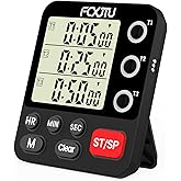 Digital Dual Kitchen Timer, 3-Channel Triple Magnetic Countdown for Cooking | Multi-Groups Independent Countup Food Timer, Large Display, Memory Presets, Loud Alarm &amp; Mute, 3A Battery &amp; Stand Included