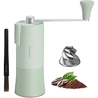 Manual Coffee Grinder with Adjustable Coarseness Settings, Hand Coffee Grinder with SUS 420 Conical Burr Mill, Green