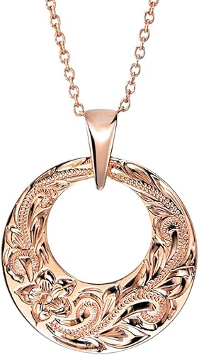 Amazon ハワイアンジュエリー ネックレス 刻印無料 誕生石入れ可 K14ピンクゴールド ラウンド フルムーン ペンダント メンズ レディース チェーン付き 長さ40cm Gp1r ネックレス 通販