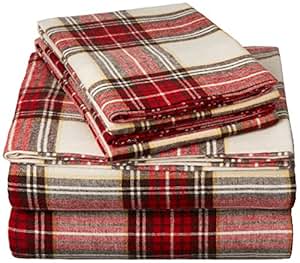 Amazon.com: Pinzon 160 Gram Plaid Velvet Flannel Sheet Set