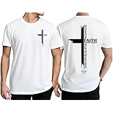 Christian Shirts for Men Jesus Shirt Faith Over Fear Shirt Christian T Shirts Short Sleeve Tops White