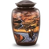 Motorcycle Urn - Full Size Motorcycle Cremation Urn - Highway to Heaven Urns for Men and Women - Motorcycle Lovers Funeral and Memorial Urns for Human Ashes Upto 210 Lbs with Velvet Bag (Large)