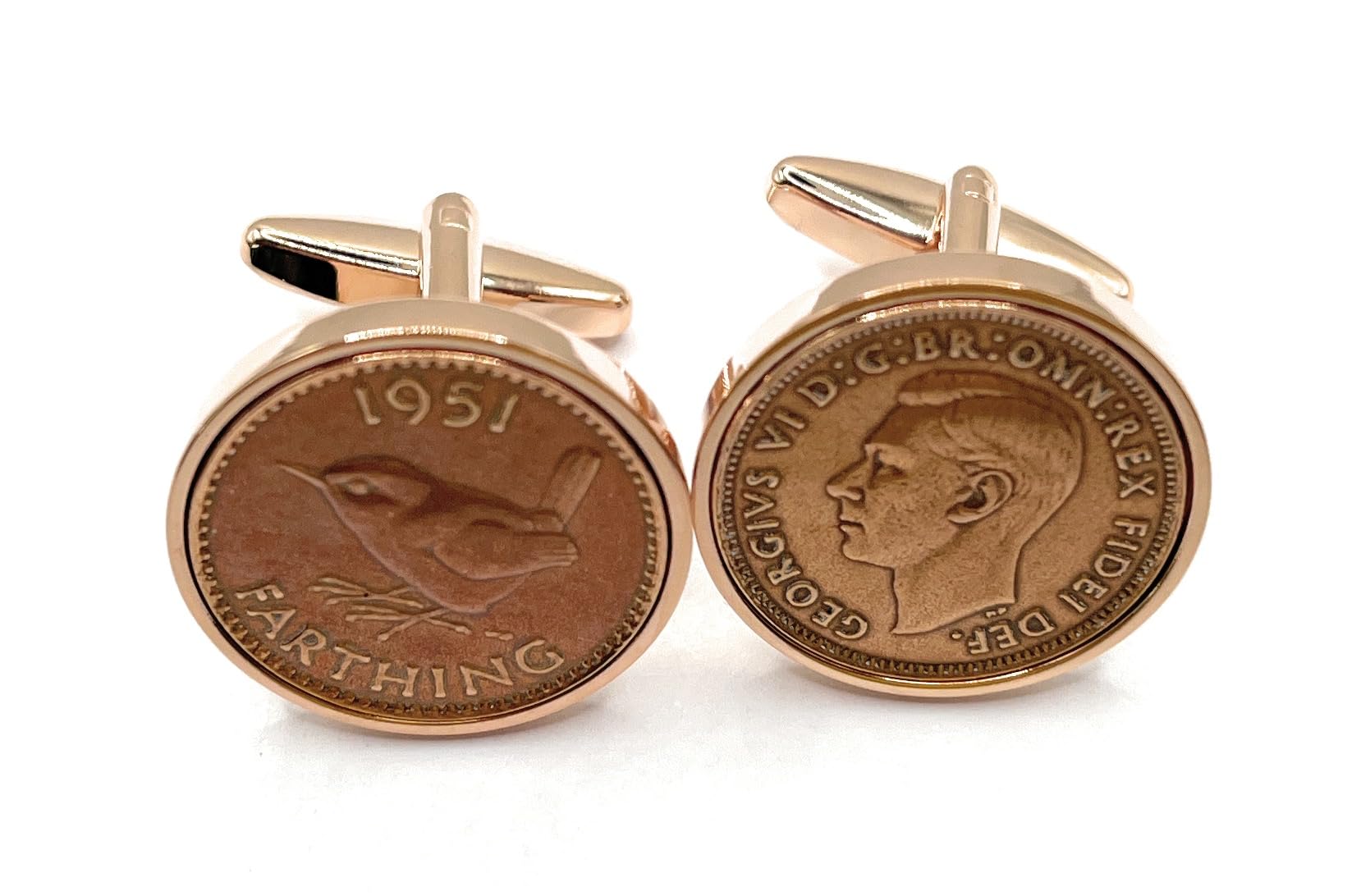 Premium 1951 Farthing cufflinks for a 75th Birthday cufflinks HT Roase GLD