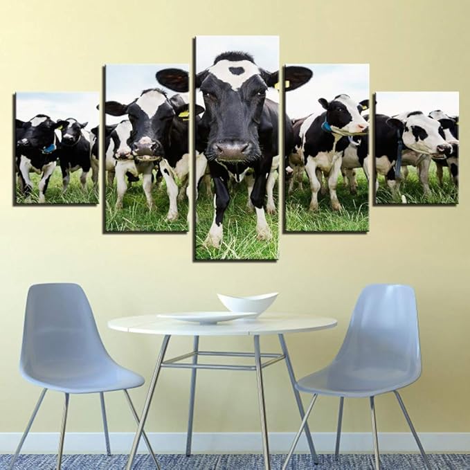 zzlfn3lv HD Print 5 Canvas Art Cows/Cows Paintings Living Room Posters