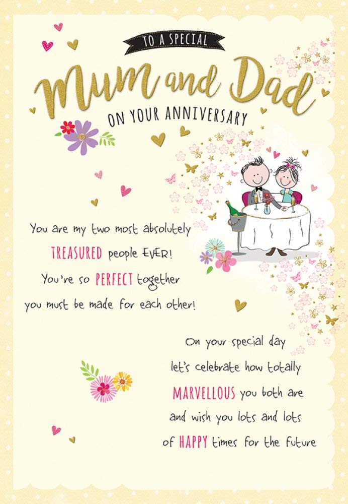 Piccadilly Greetings Whimsical Annivesary Card Mum & Dad - 9 x 6 inches
