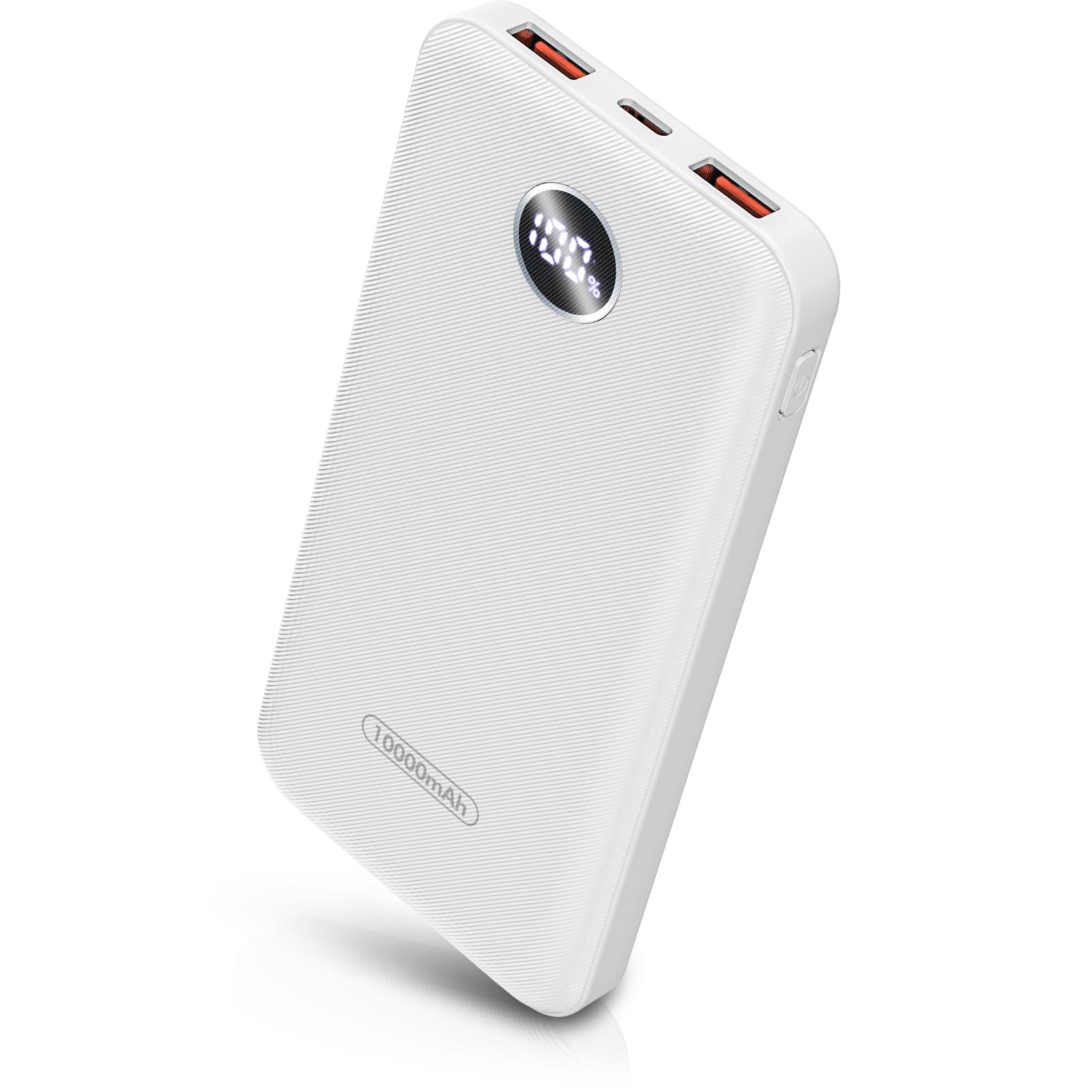 Byobyc Portable Charger, Pocket 10000mAh Power Bank with Type-C Cable, 22.5W Fast Charging External Battery Pack with LED Digital Display for iPhone, Android - White