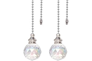 LONGSHENG - SINCE 2001 - Ceiling Fan Pull Chain, 2pcs AB Coat 30mm Crystal Prism Ball Fan Pull Chain, Fan Pulls Set with Connector Ceiling Fan Pull Chain Ornaments Lighting Accessories