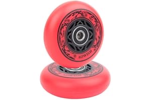 AOWISH 76mm 90a Ripsurf Wheels w/Bearings ABEC-9 for RipStik DLX Caster Board, Deluxe Junior Skateboard, 2 Wheel Pivoting Skateboard, Caster Board Skateboard (Set of 2) (Red)