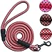 iYoShop Heavy Duty Dog Leashes for Medium Large Dogs Extra Thick Strong and Durable Braided Nylon Rope Lead, Red, Medium Large (5FT)
