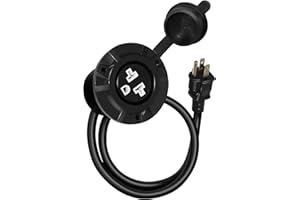 JACENERGY 15A/20A Weatherproof Outdoor Power Outlet, Receptacle Outlet,125 Volt NEMA 5-15R, Outdoor Electrical Outlet with Integrated 20-Inch Outdoor Extension Cord 12AWG, Outdoor Outlet Cover