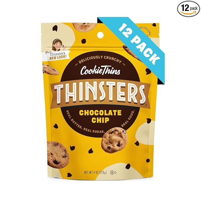 Thinsters Cookie Thins Chocolate Chip Non Gmo Peanut Free 4 Ounce Pack Of 12