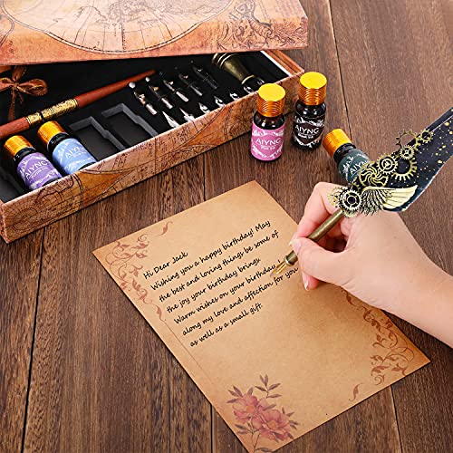 AIYNC Quill Pen, Quill Pen Ink Set Including Mechanical Feather Pen and ...