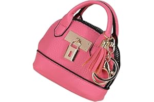Zitokin Mini Tote Purse Keychain, Cute Tote Bag Coin Purse, Mini Backpack Keychain Wallet PU Leather (Rose)