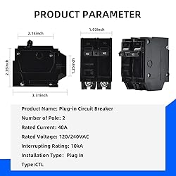 40 Amp Breaker, CNAODUN 2 Pole Circuit Breaker