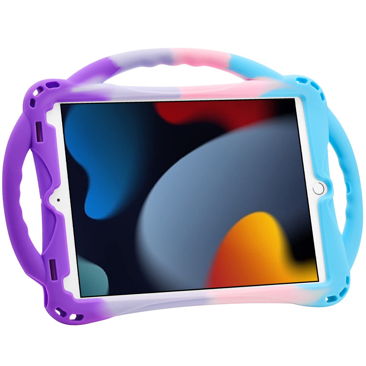 TopEsct Kids Case for iPad 10.2 9th Gen (2021)/8th Gen (2020)/7th Gen (2019), Shockproof Handle Stand Case Compatible with iPad 7th/8th/9th Gen 10.2(Purple&Turquoise) — image 1