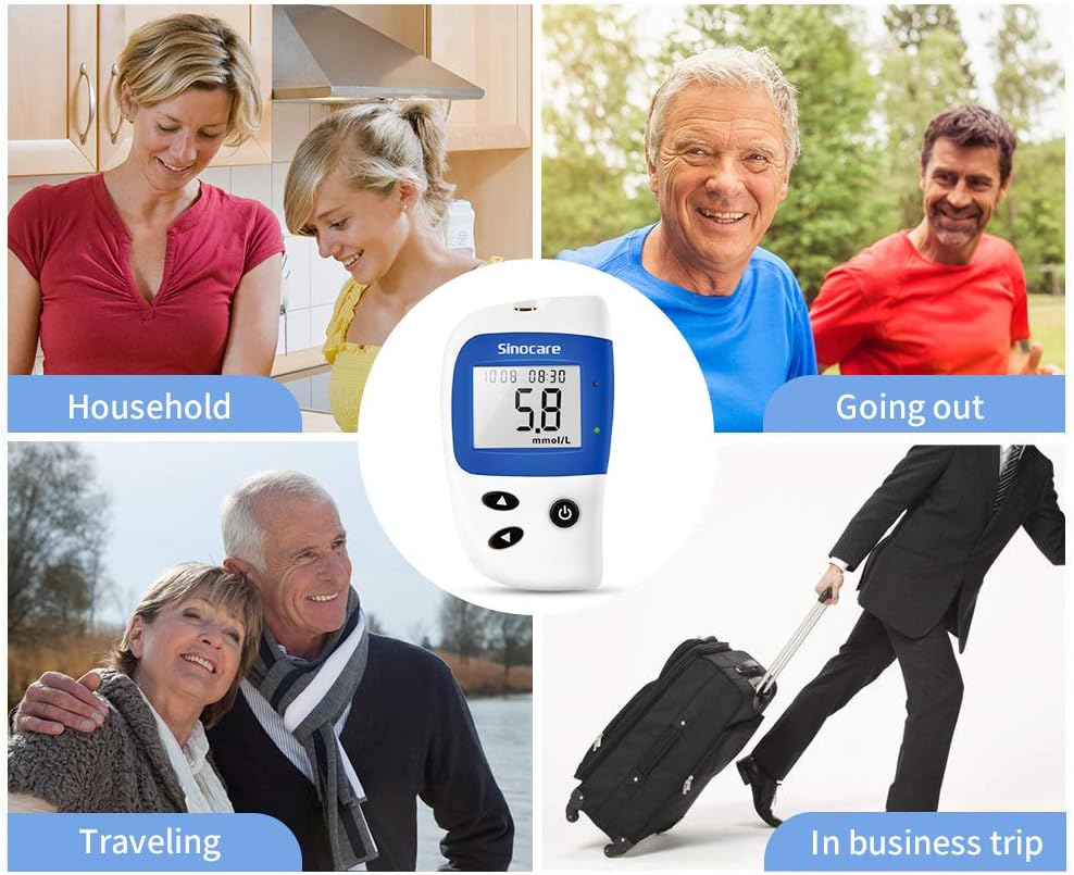 sinocare Diabetes Test Kit, Blood Glucose Monitor, Safe-Accu2 Blood Sugar Testing Kit with Strips x 10 in mmol/L - Image 5