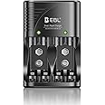 EBL Smart Rapid Battery Charger for AA AAA 9V Rechargeable Batteries Ni-MH Ni-CD, 4 Bay Foldable Plug Charger