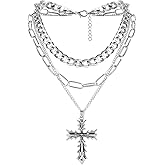 Mnblkjpoi Gothic Jewelry, Gothic Layered Cross Pendant Necklace, Goth Emo Grunge Necklace, Halloween Christmas Jewelry Gift For Women