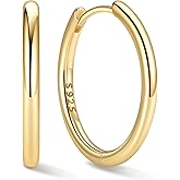 ChicSilver Sterling Silver Hoop Earrings for Women Hypoallergenic 925 Sterling Silver Huggie Earrings for Women Dainty Earring (8/10/12/14/16/18/20MM)