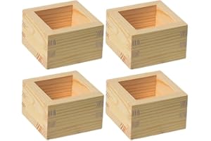 4 Pcs Wooden Sake Cups Masu Cups Traditional Japanese Hinoki Wood Saki Cup Box Sake Tea Cups Japanese Sake Culture Supplies