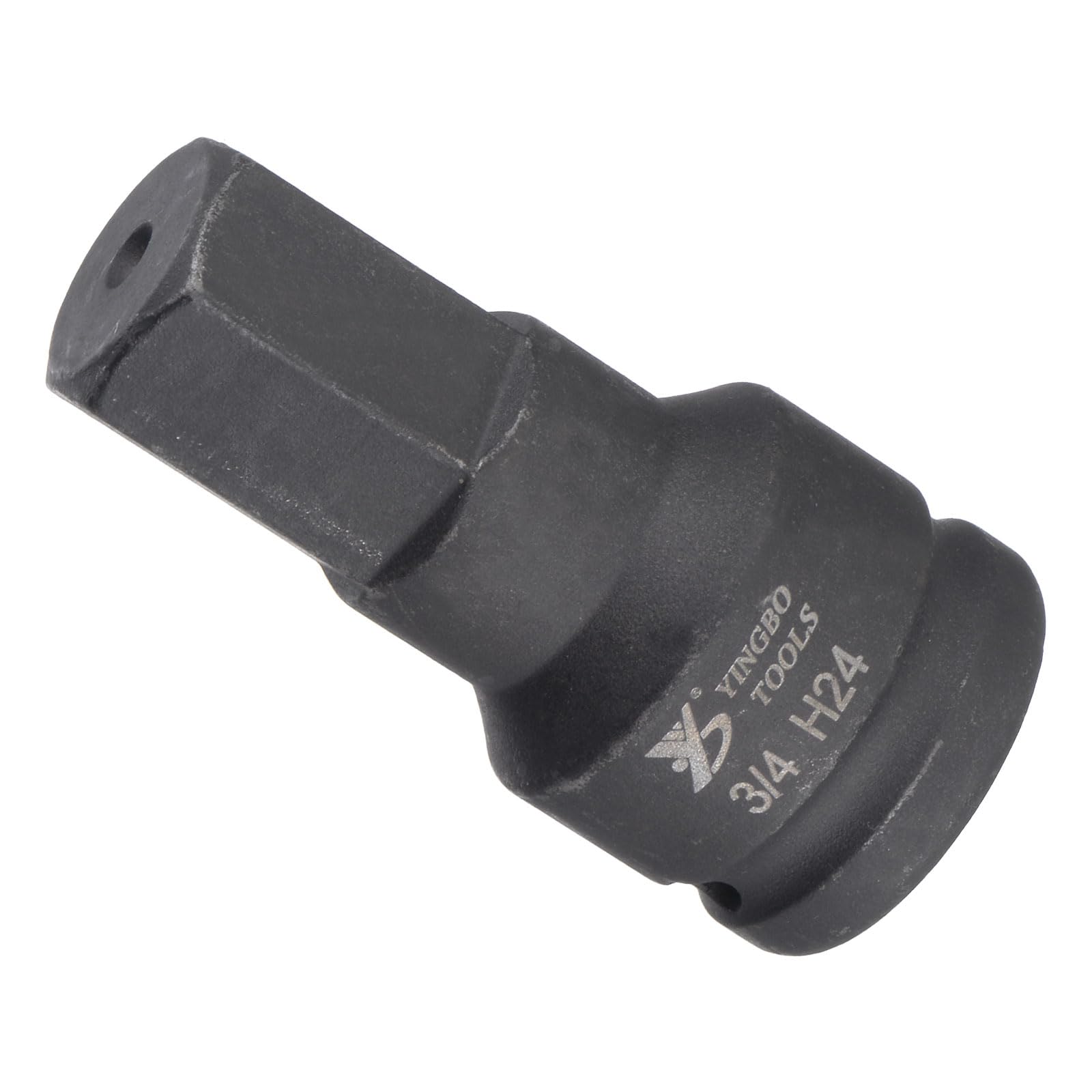 CoCud Impact Hex Bit Socket, 24mm Hex Bit 3/4" Square Drive 80mm Length, CR-MO Chamfer Design Pin Hole Metric Hex Socket - (Applications: for Automotive Electric Repair)