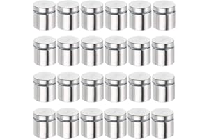 BTSKY 24 Pack Sign Standoff Screws 1 x 1 Inch, Advertising Glass Standoff Nail Hardware, Stainless Steel Standoffs for Glass 