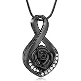 Roseflower Cremation Jewelry for Ashes Infinity Urn Necklace for Ashes Memorial Keepsakes Jewelry for Women Girl Pets Loved One Memorial Jewelry