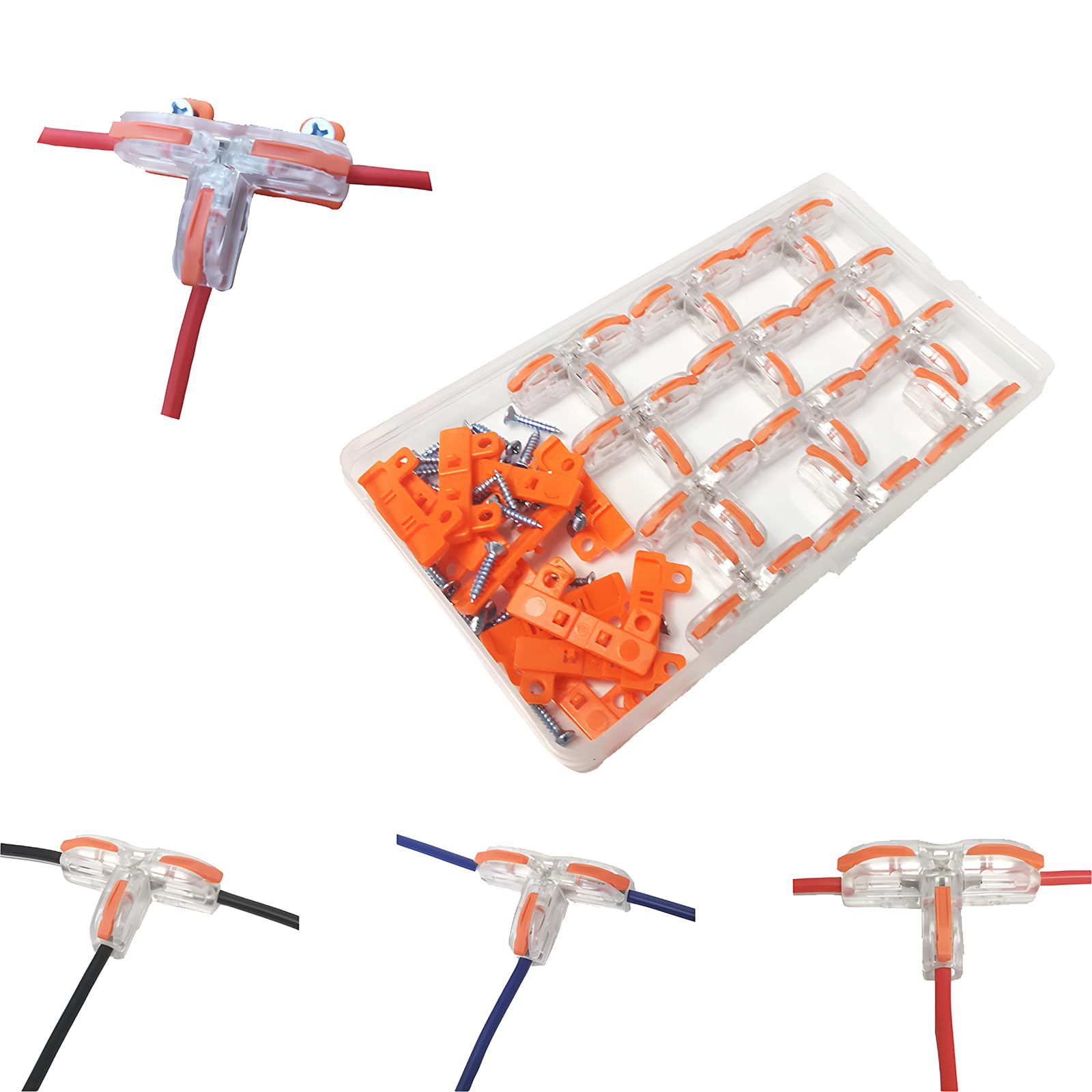 Compact Wire Connectors, CTRICALVER 12pcs lever nut connector, T-type wire connector，with Screws and Base