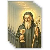 Shepherd's Grace Saint Benedict Prayer Cards – Laminated Catholic Holy Cards, 5-Pack – Pocket-Size 4.5 × 2.75 in, Durable Devotional Cards for Daily Prayer and Reflection