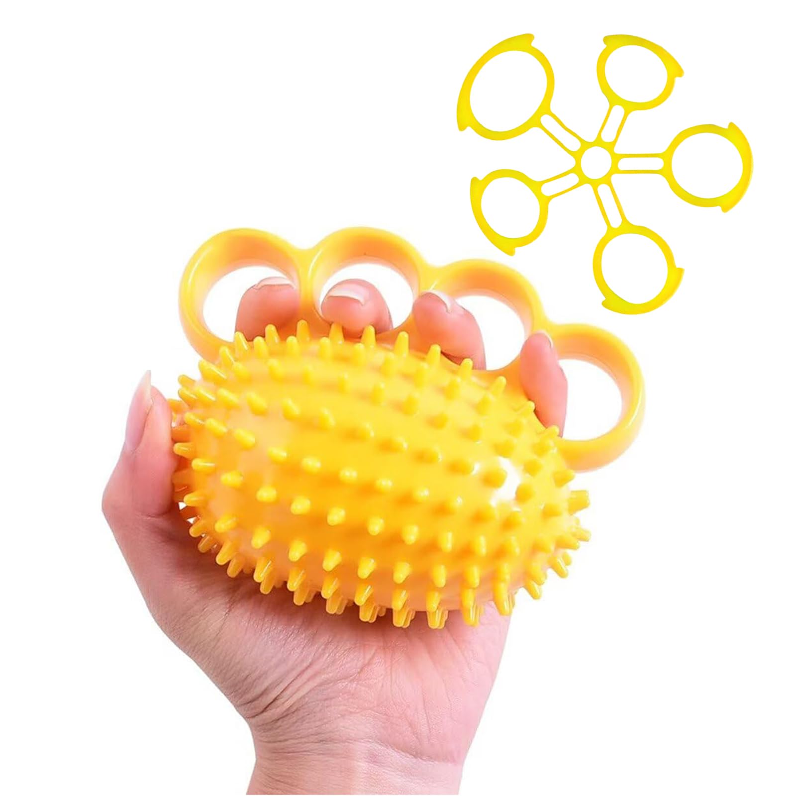 Finger Stretcher Exerciser and Hand Squeeze Balls for Elderly Stroke Recovery, Anxiety,Stress Relief, Relieves Wrist Pain, Carpal Tunnel,Finger and Wrist Physical Therapy (Yellow)