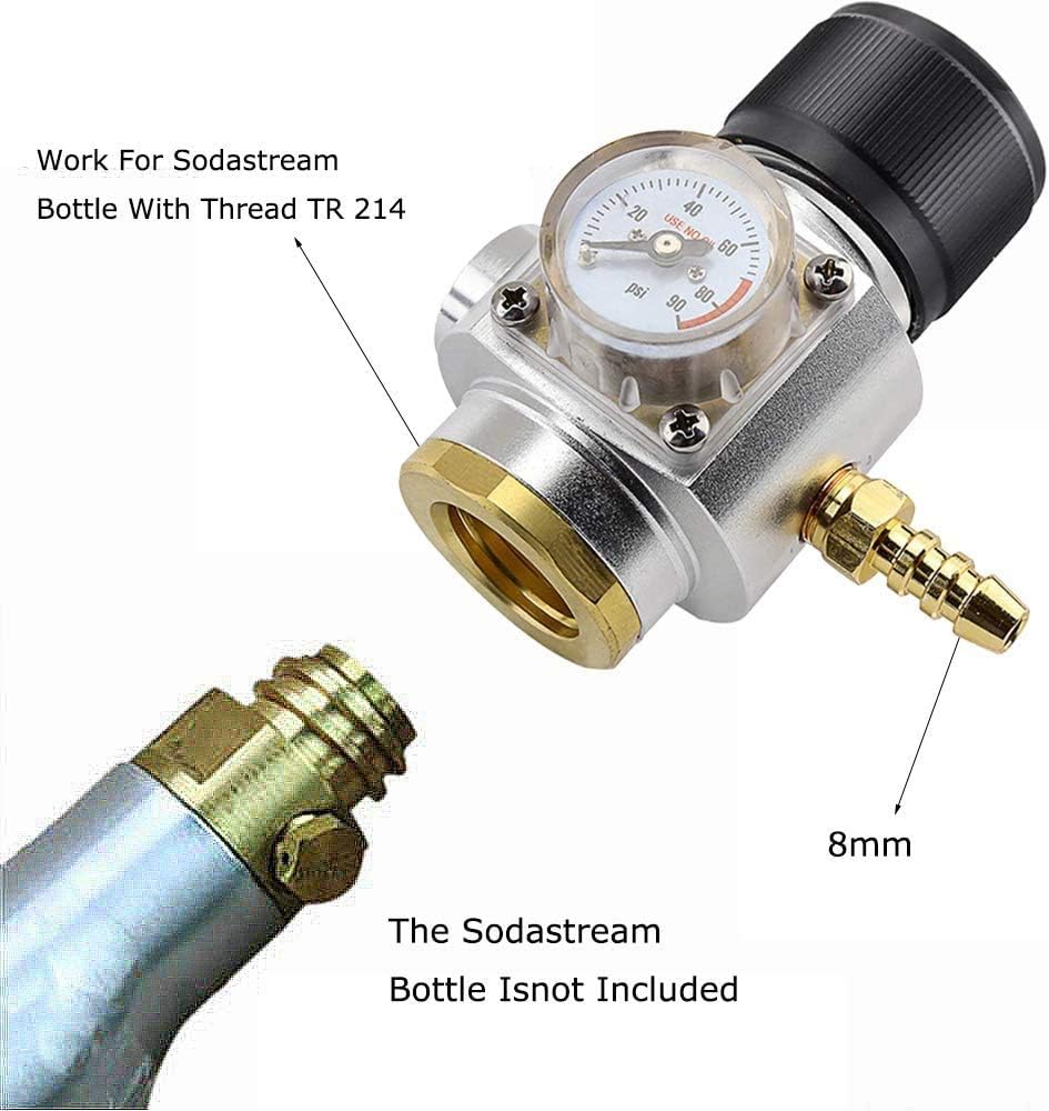 Namvo CO2 Keg Charger Stainless Steel Mini Gas Regulator Soda Keg Co2 Regulator for Soda Maker Sparkling Water Beer Soda Bottle - Image 4