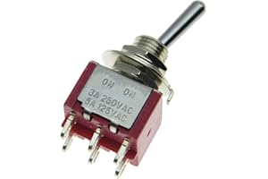 SALECOM 5pcs DPDT 6 Pin 2 Way ON ON Guitar Mini Toggle Switch Car/Boat Switches
