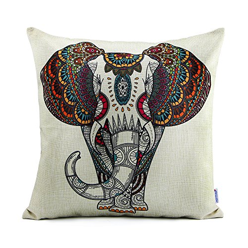 18 x 18 cotton linen decorative throw pillow case cover with flow…