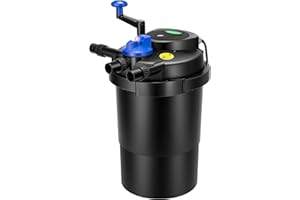 VIVOGROW Bio Pressure Pond Filter, with 13W UV-C Light, 1840 GPH Suitable for Koi Ponds up to 1000 Gallons or Landscape Pools up to 2100 Gallons