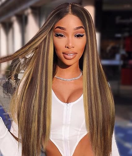 AISI HAIR Highlights Omber Blonde Wig for Women Synthetic Long
