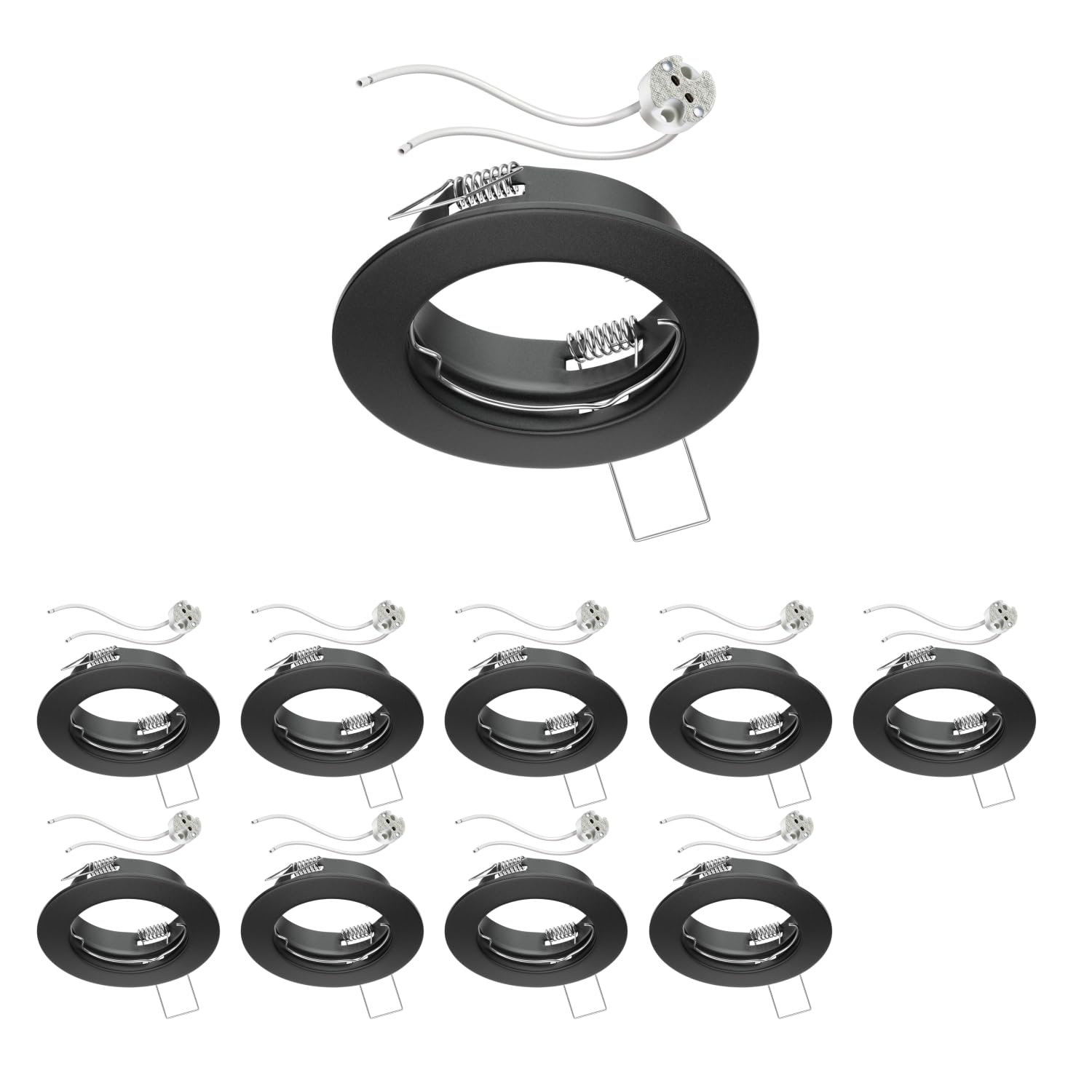 ledscom.de 10 Pieces Ceiling mounting Frame Fere Mounting Frame Black matt (LED/Halogen/MR16/50mm) incl. GU5.3 Socket — image 1
